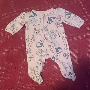 3 Months Carter's Pink Animal Print Footed One-Piece